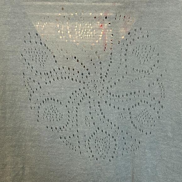 Sud Express Women Top M Blue Back Laser Cut Design Cottagecore Coastal‎ Beachy - Picture 4 of 10
